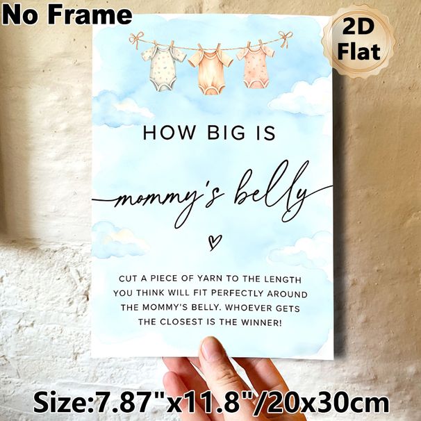 Baby Shower "How Big Is Mommy's Belly" Painting Poster, Soft Watercolor Onesie Design Poster, Interactive Game Sign For Baby Shower Party Events_maomaolike.com
