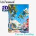 Tropical Coastal Town Street Painting Poster, Vibrant Impressionist-style Poster, Lively Palm-lined Street With Pastel Buildings, Adds A Warm Breezy_maomaolike.com