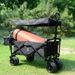 Collapsible Wagon Heavy Duty Folding Wagon Cart With Removable Canopy, 4" Wide Large All Terrain Wheels, Brake, Adjustable Handles,Cooler Bag Utility Carts For Outdoor Garden Beach_maomaolike.com