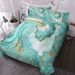 Chic Girly Marble Cover Mint Gold Glitter Turquoise Bedding Comforter Set Abstract Aqua Teel Blue Duvet Cover(Single)_maomaolike.com