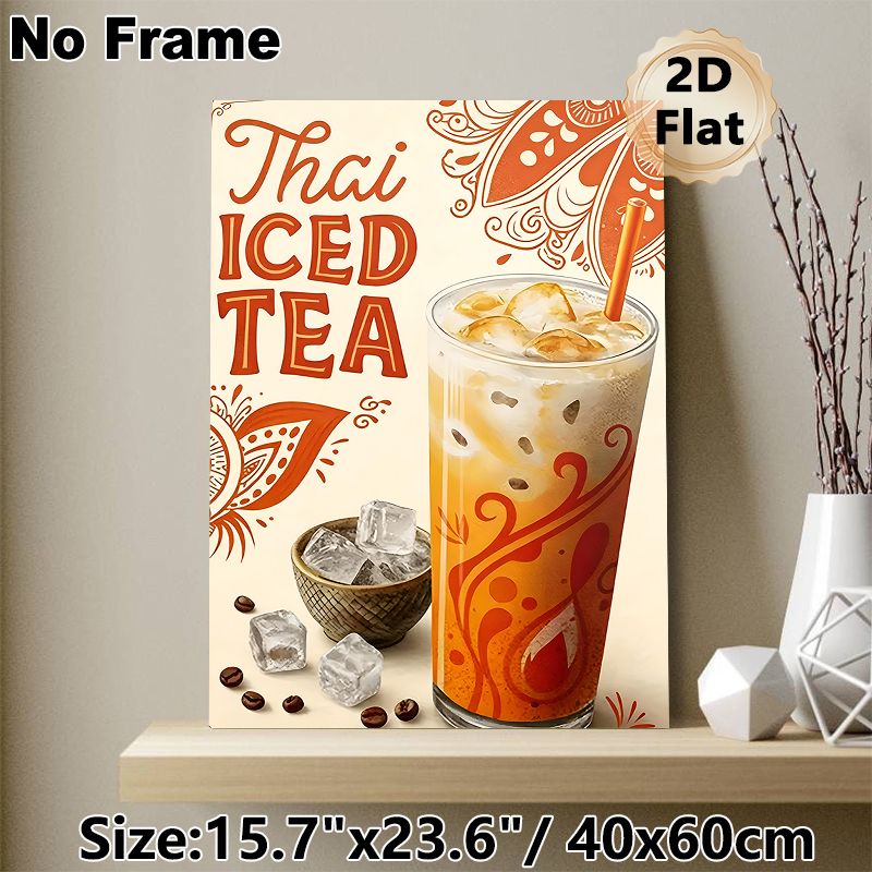 Thai Iced Tea Painting Poster, Warm-toned Bohemian Style Poster, Appealing Drink-themed Decor Ideal For Café, Kitchen And Dining Area_maomaolike.com