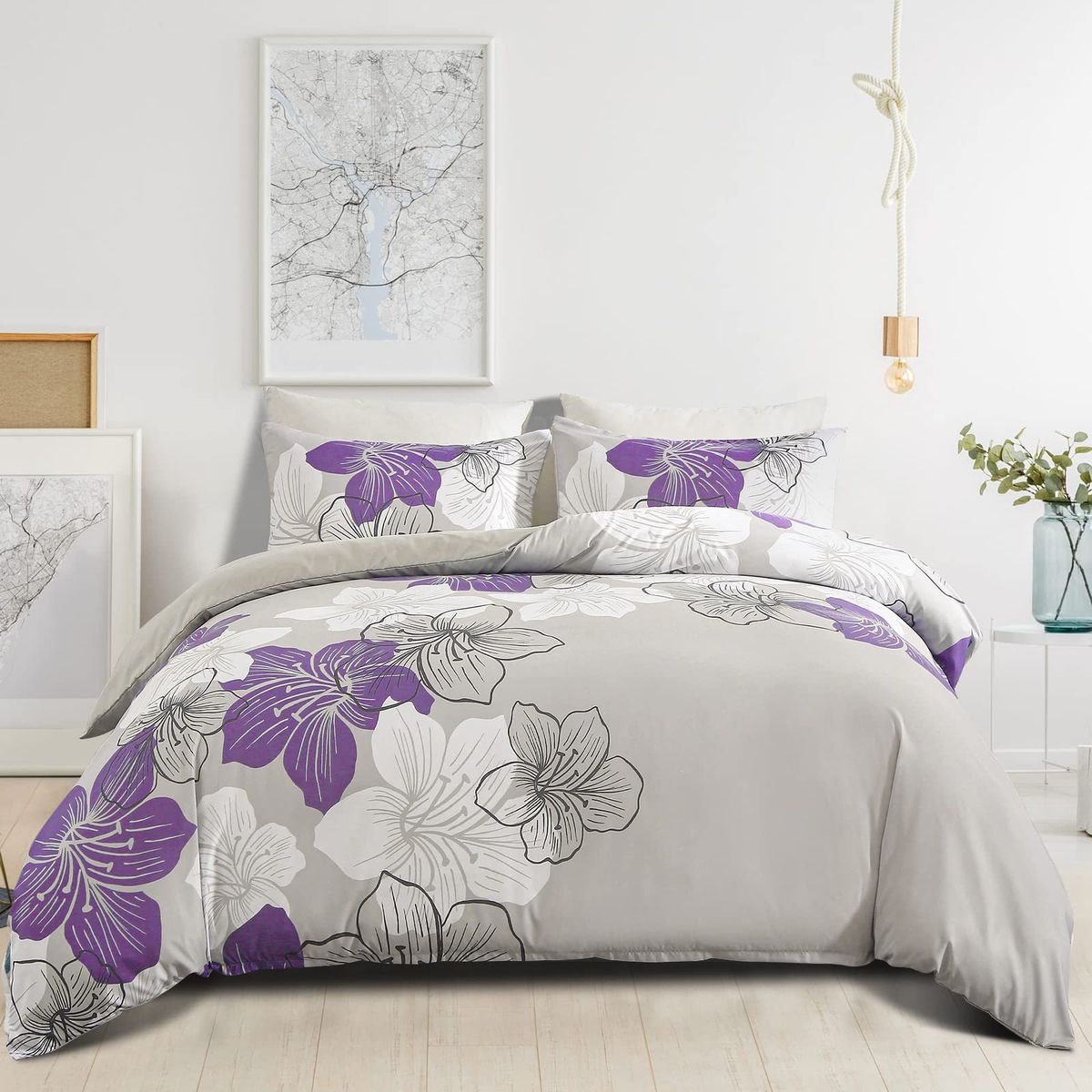 Soft Fiber Floral Pattern Breathable Three Piece Bedding Set Quilt Duvet Cover_maomaolike.com