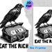 Crow & Cash Suitcase Painting Poster, Monochrome Engraving-style Poster, Unique Satirical Design With "Eat The Rich" Text, Ideal For Home Office And_maomaolike.com
