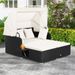 Patio Rattan Daybed With Retractable Canopy And Side Tables_maomaolike.com