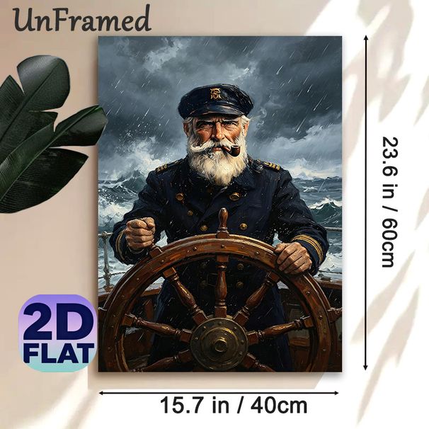 Sea Captain Themed Painting Poster, Realistic Dramatic Stormy Sea Scene Poster, Captivating Nautical Artwork, Ideal For Home Office And Coastal-themed_maomaolike.com