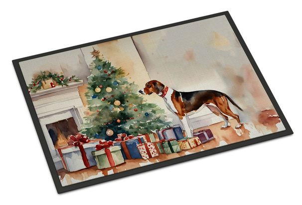 American English Coonhound Cozy Christmas Doormat Front Door Mat Indoor Outdoor Rugs For Entryway, Non Slip Washable Low Pile, 24H X 36W_maomaolike.com