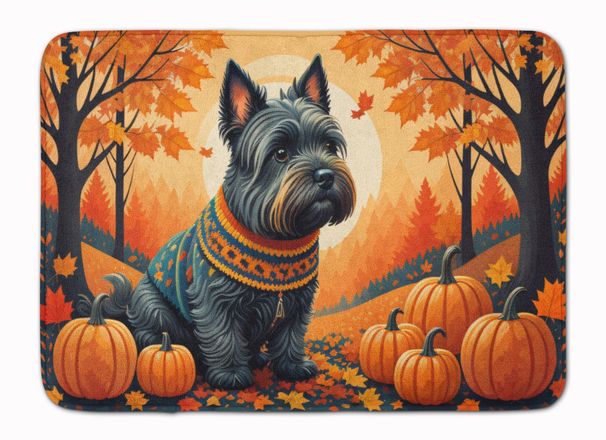 Scottish Terrier Fall Memory Foam Kitchen Mat Machine Washable Anti-Fatigue Mat Cushion Comfort Bath Mat Or Kitchen Rug_maomaolike.com