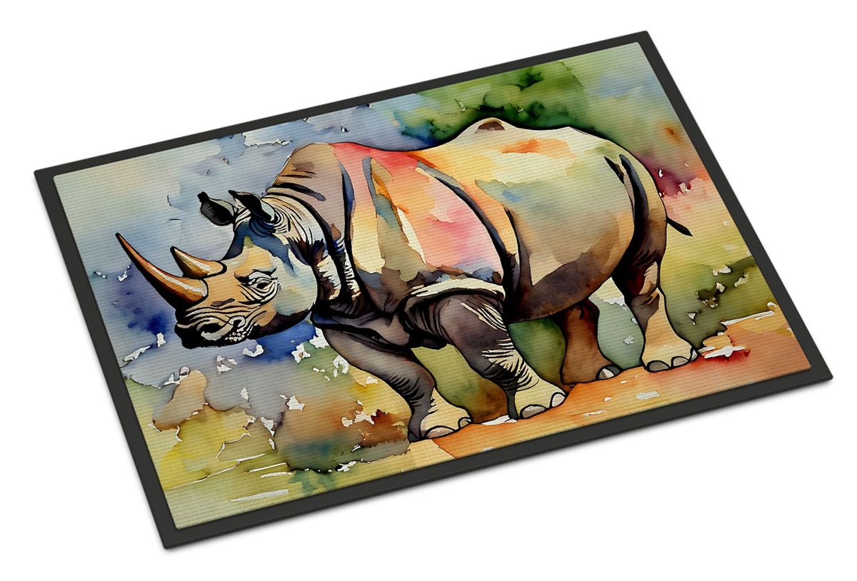 Rhinoceros Doormat Front Door Mat Indoor Outdoor Rugs For Entryway, Non Slip Washable Low Pile, 24H X 36W_maomaolike.com
