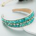 European and American Trendy Design Colorful Turquoise Inlaid with Diamonds Wide Edge Fabric Candy Colored Headband Versatile Headwear_maomaolike.com