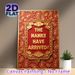 Chinese Ornate Themed "The Nanke Have Arrived" Painting Poster, Luxe Red & Gold Intricate Paisley & Cloud Motif Poster, Elegant Decor Piece Ideal For_maomaolike.com