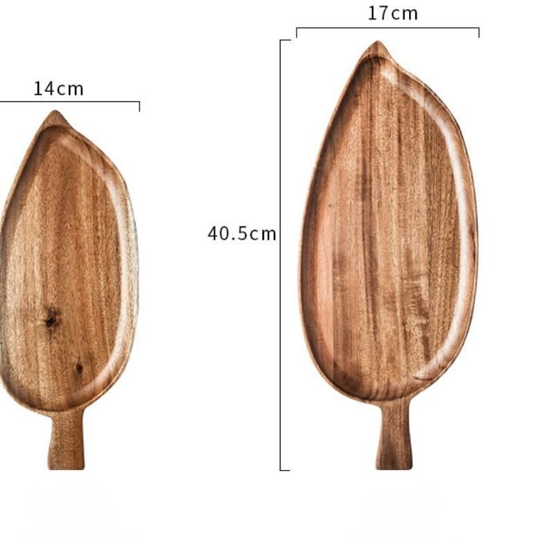 Wooden Afternoon Tea Snack Tray Leaf-Shaped Household Dining Acacia Wood Cheese Sushi Plate_maomaolike.com