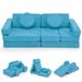 14 PCS Modular Kids Play Couch For Playroom And Bedroom Suede Fabric Covers Zipper Head Covers Protect_maomaolike.com