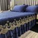 Crystal Quilted Lace Skirt Single Piece Thickened Warm Coral Milk Velvet Bed Non-Slip Mattress Cover Dustproof_maomaolike.com
