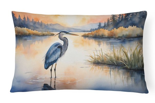 Birds, Birds, Birds Throw Pillow Throw Pillow For Indoor Couch Bed Outdoor Patio Washable, Blue Heron Golden Hour 7498,12Hx16W_maomaolike.com