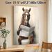 Funny Horse On Toilet Painting Poster, Whimsical Cartoon-style Poster, Humorous Quirky Design With Horse Wearing Glasses Reading Newspaper, Ideal For_maomaolike.com