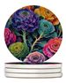 Colorful Ornamental Kale Large Sandstone Coasters Pack Of 4 Absorbent Round Coasters Decor Gifts For Men Or Women, 4 In, Multicolor_maomaolike.com
