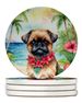 Brussels Griffon Luau Large Sandstone Coasters Pack Of 4 Absorbent Round Coasters Decor Gifts For Men Or Women, 4 In, Multicolor_maomaolike.com