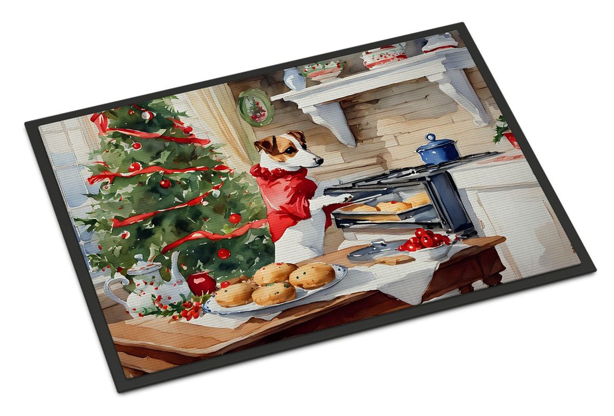 Jack Russell Terrier Christmas Cookies Doormat Front Door Mat Indoor Outdoor Rugs For Entryway, Non Slip Washable Low Pile, 24H X 36W_maomaolike.com