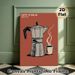 Italian Coffee Themed Painting Poster, Vintage Retro Moka Pot & Steaming Coffee Cup Poster, Cozy Coffee-inspired Decor Suitable For Kitchen, Coffee_maomaolike.com