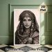 Ethnic Female Portrait Painting Poster, Vintage Sepia-toned Tribal Ornamented Lady Poster, Exquisite Cultural Art Piece For Living Room, Bedroom Wall_maomaolike.com