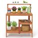 Outdoor Garden Potting Wood Planting Workstation With Open Shelves_maomaolike.com