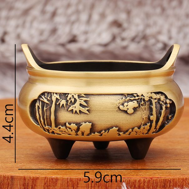 Brass Carved Bridge Ear Indoor Ancestor Hall Offering High Holder Stick Sandalwood Incense Burner Metal Craft Ornament_maomaolike.com