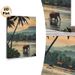 Sri Lanka Tropical River Landscape Painting Poster, Warm-toned Serene Scenery Poster, Features Elephant Wading In River, Palm Trees & Riverside Huts_maomaolike.com