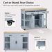 K&K 47 Inch Kitchen Island With Extendable Dining Table, Rubber Wood Veneer Kitchen Table With Internal Storage Rack, Power Outlet, Kitchen Island With Storage 2 Drawers 2 Cabinet,Grey Blue_maomaolike.com