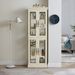 Lighted Glass Curio Display Cabinet,Display Cabinet,Glass Storage Cabinet Glass Wine Cabinet Wood Frame Toy Display For Living Room, Kitchen, Pantry Light Bulb Included Antique White_maomaolike.com