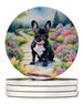 French Bulldog Spring Path Large Sandstone Coasters Pack Of 4 Absorbent Round Coasters Decor Gifts For Men Or Women, 4 In, Multicolor_maomaolike.com