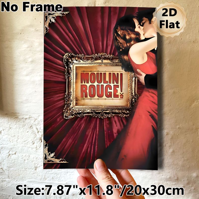 Moulin Rouge Themed Painting Poster, Opulent Vintage Romantic Couple Scene Poster, Dramatic Elegant Decor Ideal For Living Room, Home Theater Wall_maomaolike.com