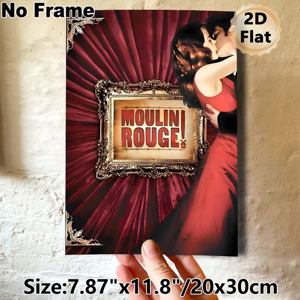 Moulin Rouge Themed Painting Poster, Opulent Vintage Romantic Couple Scene Poster, Dramatic Elegant Decor Ideal For Living Room, Home Theater Wall_maomaolike.com