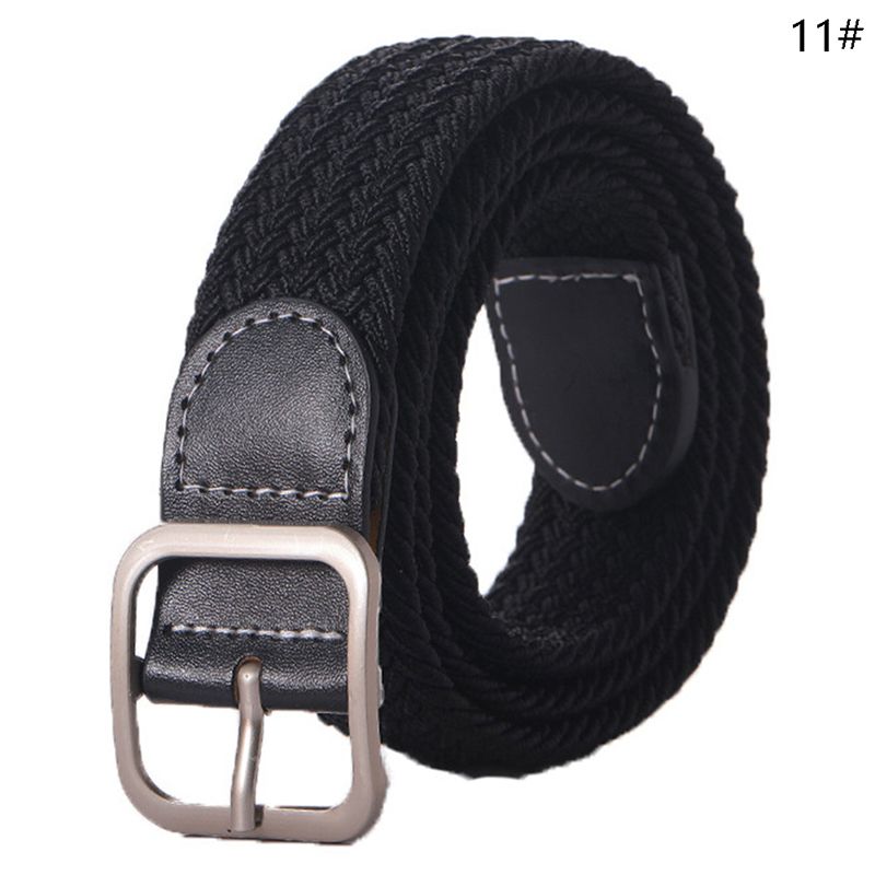 HOT 1Pc Fashion Woven Canvas Metal Buckle Men Women Elastic Braided Belt Punch Free_maomaolike.com