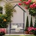 Metal Garden Arch With Bench Turned Into Flower Stand W58.07*H97.24 Climbing Plants Support Rose Arch Outdoor Black_maomaolike.com