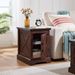 Farmhouse End Table Nightstand Rectangular Farmhouse End Table With Barn Door And Adjustable Storage Shelf, Rustic Sofa Side Table For Living Room, Bedroom_maomaolike.com