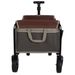All-in-One Convertible Folding Camping Wagon Cart: Bench Seat, Storage Compartment & Included Dog Tether, Beige/Brown_maomaolike.com