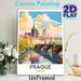 Prague Cityscape Painting Poster, Warm-toned Stylized Historic Riverside Scene Poster, Charming European Urban View Ideal For Living Room, Office Wall_maomaolike.com