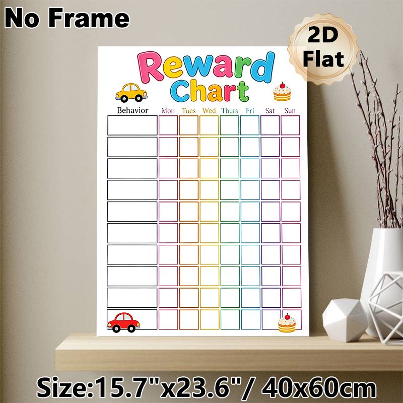Reward Chart Painting Poster, Vibrant Cartoon Car & Cake Themed Poster, Practical Tool For Tracking Daily Behaviors, Ideal For Home Use_maomaolike.com