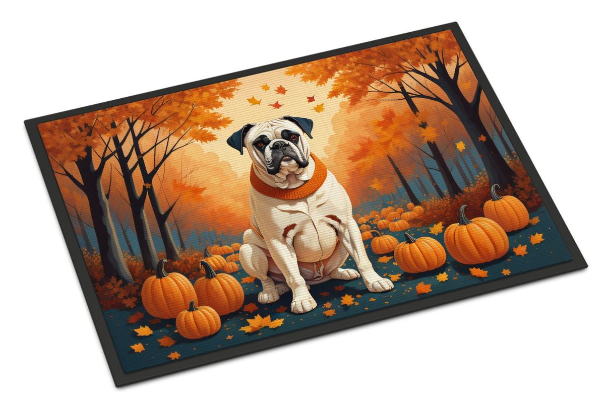 White Boxer Fall Doormat Front Door Mat Indoor Outdoor Rugs For Entryway, Non Slip Washable Low Pile, 24H X 36W_maomaolike.com