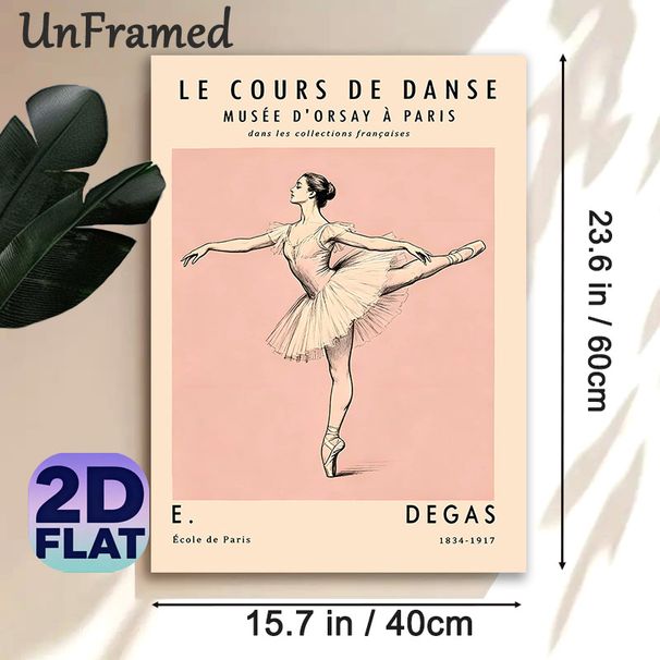Ballet Dancer Painting Poster, Vintage French Art Style Elegant Ballerina Poster, Delicate Retro Artwork Ideal For Bedroom, Dance Studio And Living_maomaolike.com