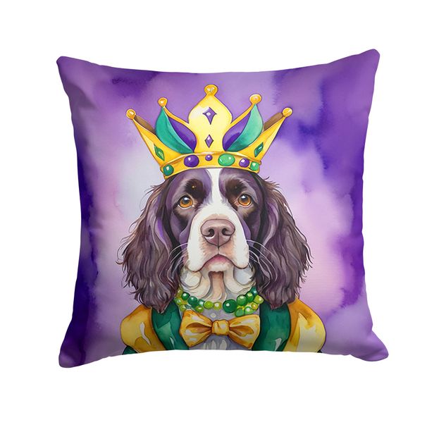 English Springer Spaniel King Of Mardi Gras Throw Pillow Machine Washable, Indoor Outdoor Decorative Pillow For Couch, Bed Or Patio, 18Hx18W_maomaolike.com