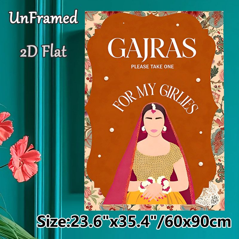 Gajras Indian Bridal Painting Poster, Vibrant Traditional Indian Bridal Illustration Poster, Warm Festive Design Ideal For Wedding Events And Bridal_maomaolike.com
