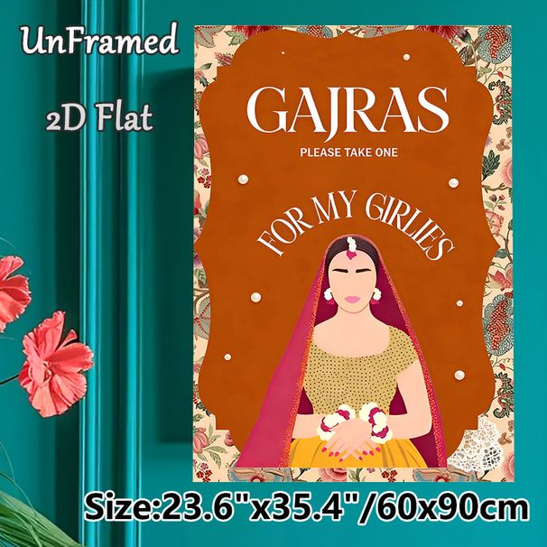 Gajras Indian Bridal Painting Poster, Vibrant Traditional Indian Bridal Illustration Poster, Warm Festive Design Ideal For Wedding Events And Bridal_maomaolike.com