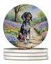 Bluetick Coonhound Spring Path Large Sandstone Coasters Pack Of 4 Absorbent Round Coasters Decor Gifts For Men Or Women, 4 In, Multicolor_maomaolike.com