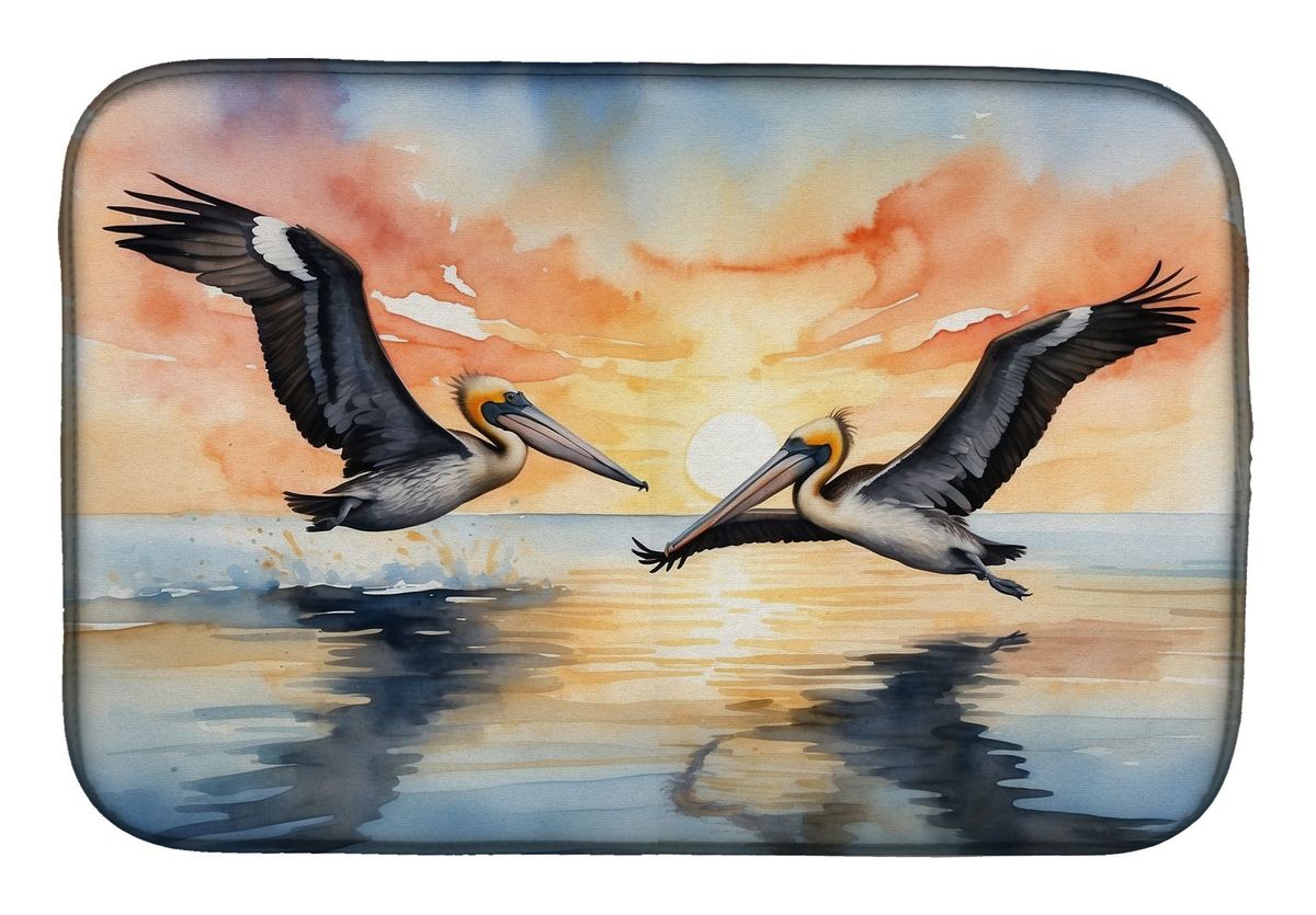 Pelicans Flying Dish Drying Mat Absorbent Dish Drying Mat Pad For Kitchen Counter Dish Drainer Mat For Countertop, 14 X 21", Multicolor_maomaolike.com