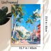 Tropical Coastal Town Street Painting Poster, Vibrant Impressionist-style Poster, Lively Palm-lined Street With Pastel Buildings, Adds A Warm Breezy_maomaolike.com