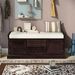 Storage Bench With 2 Drawers And 2 Cabinets,Shoe Bench With Removable Cushion For Living Room,Entryway_maomaolike.com