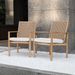 Set Of 2 Patio Chairs, Hand-Made Drawstring Outdoor Dining Chairs Waterproof With Cushion, Metal Chairs For Patio, Deck, Garden, Yard - Wood Grain_maomaolike.com