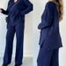 Women's Clothing autumn new solid color fashion lapel loose casual sweater two piece set for women_maomaolike.com