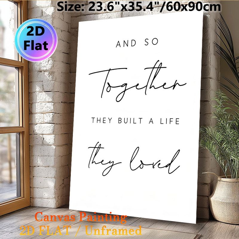 Love & Togetherness Quote Painting Poster, Minimalist Black & White Typographic Poster, Warm Heartfelt Message Ideal For Bedroom, Living Room Decor_maomaolike.com